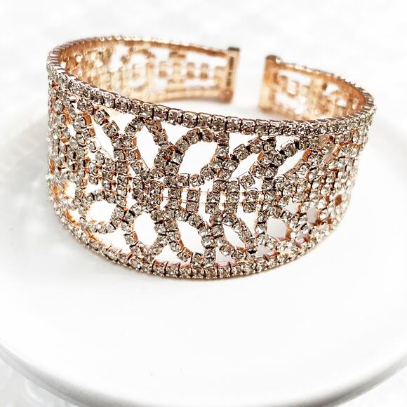 Anne Klein Rose Gold Pave Crystal Cuff Bracelet - Picture 5 of 7
